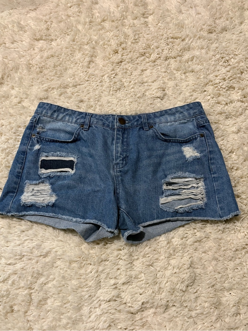 life in progress Distressed Blue Denim Shorts